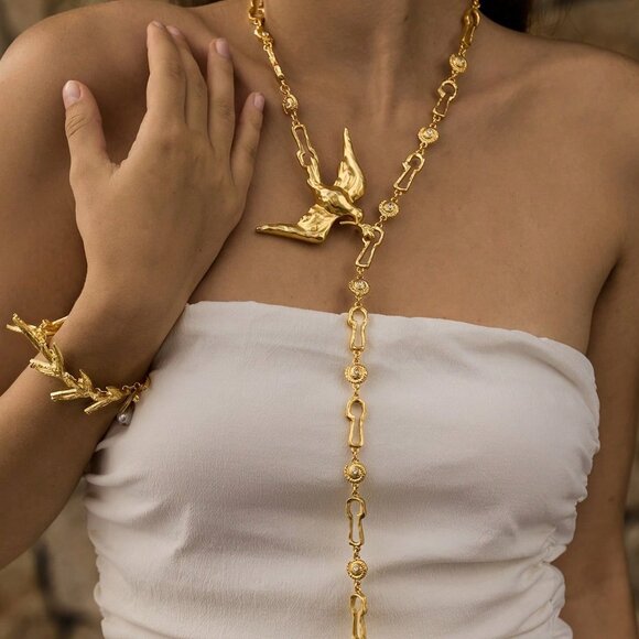 Yellow Gold Casual Women's Beaded Long Necklace - Picture 2 of 6